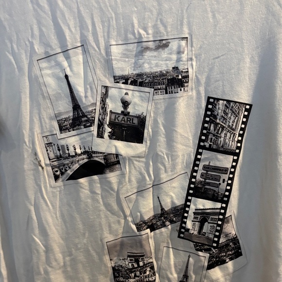 Karl Lagerfeld White Tee with Black Photo Collage - Picture 3 of 3